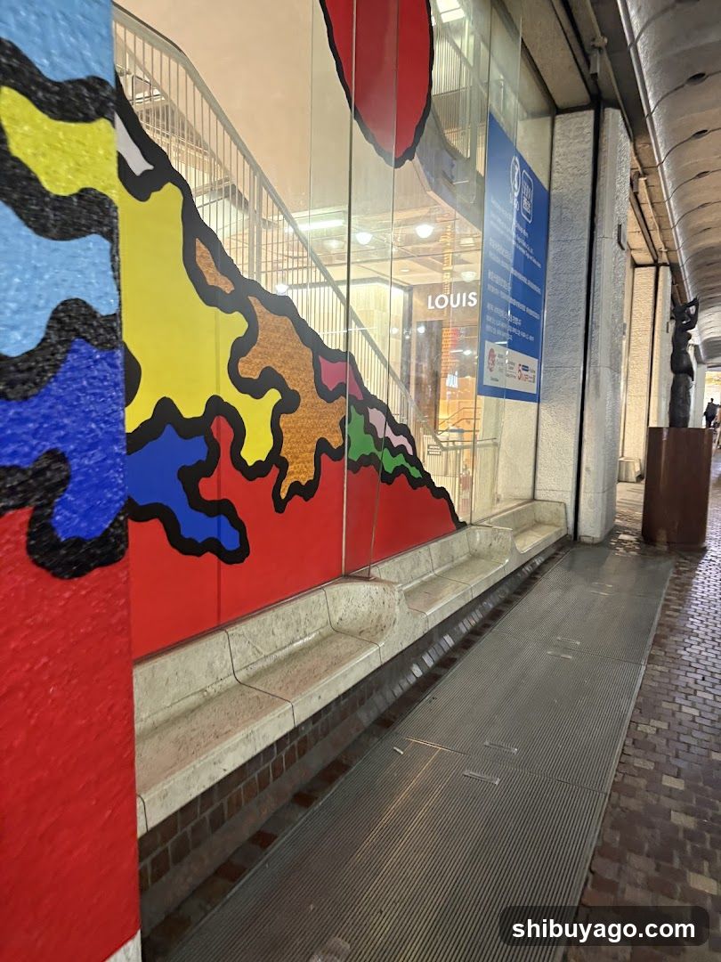 Colorful mural on building facade