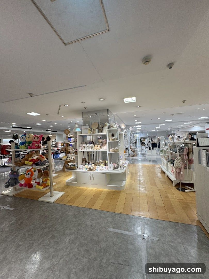Interior of a retail store with plush toys and merchandise displays