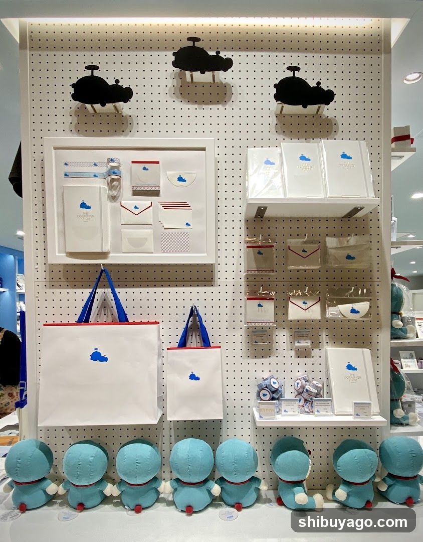 Cloud-themed merchandise display