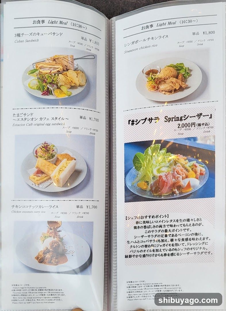 Light Meal Menu