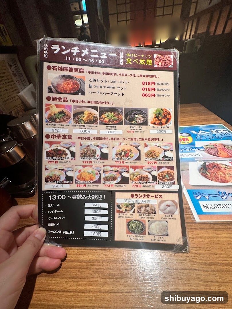 Lunch Menu at Japanese Restaurant