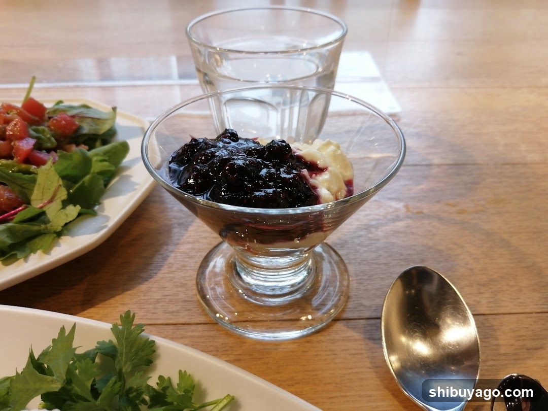 Dessert and Salad on Wooden Table