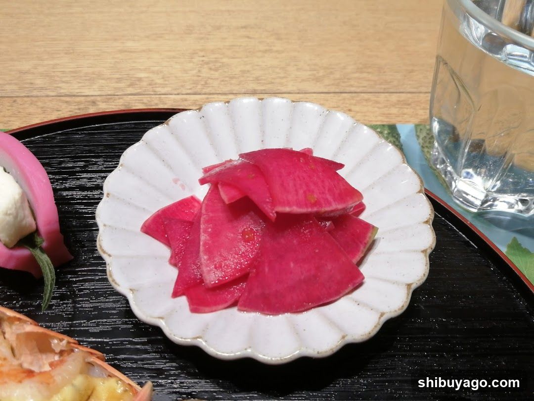Pickled Radish Slices on a Small Plate