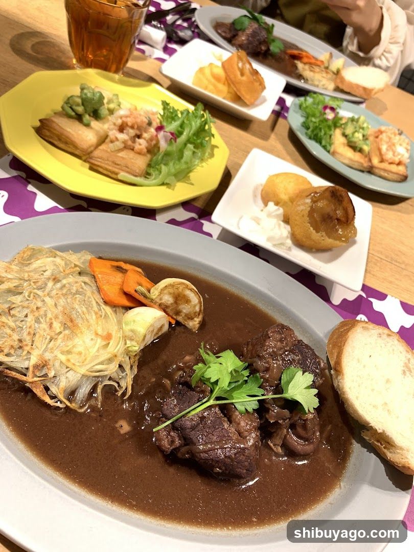 Dining Table with Multiple Platters of Food