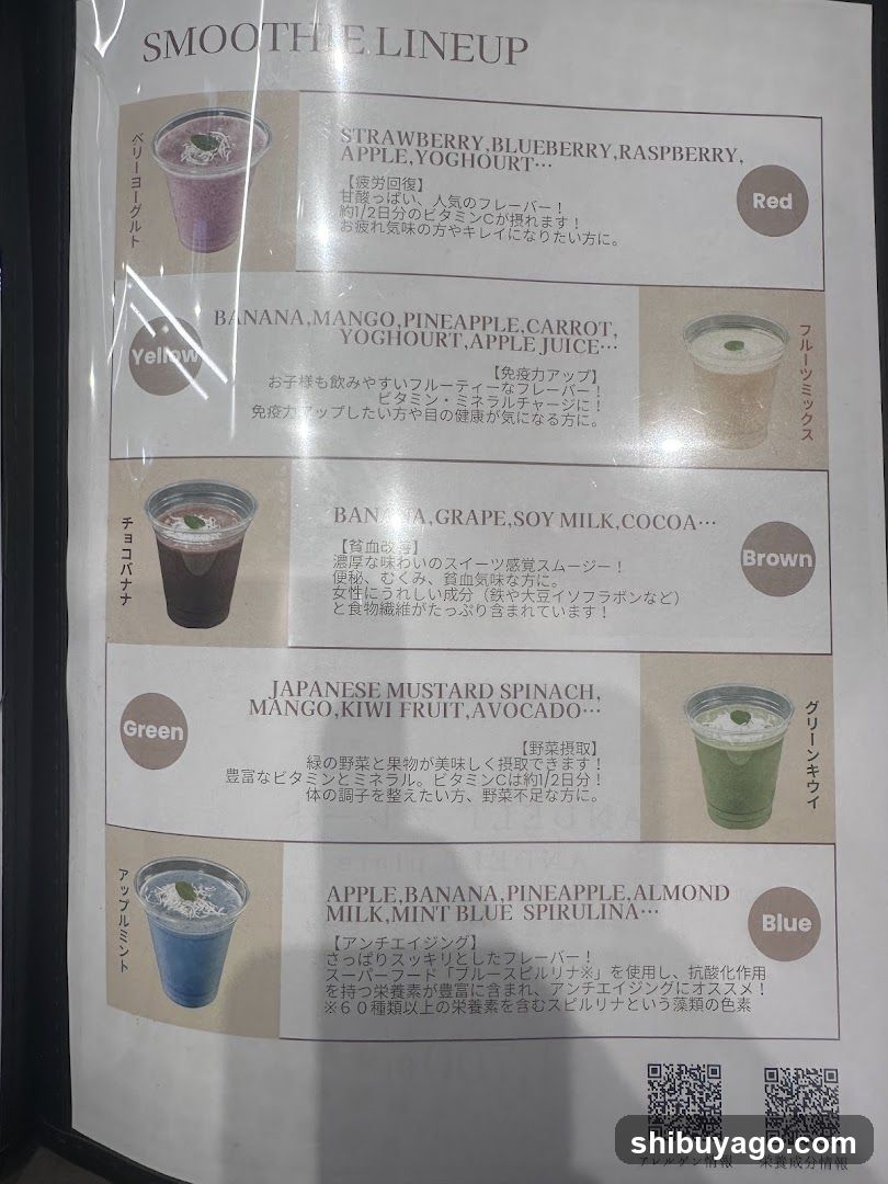 Smoothie Lineup Menu