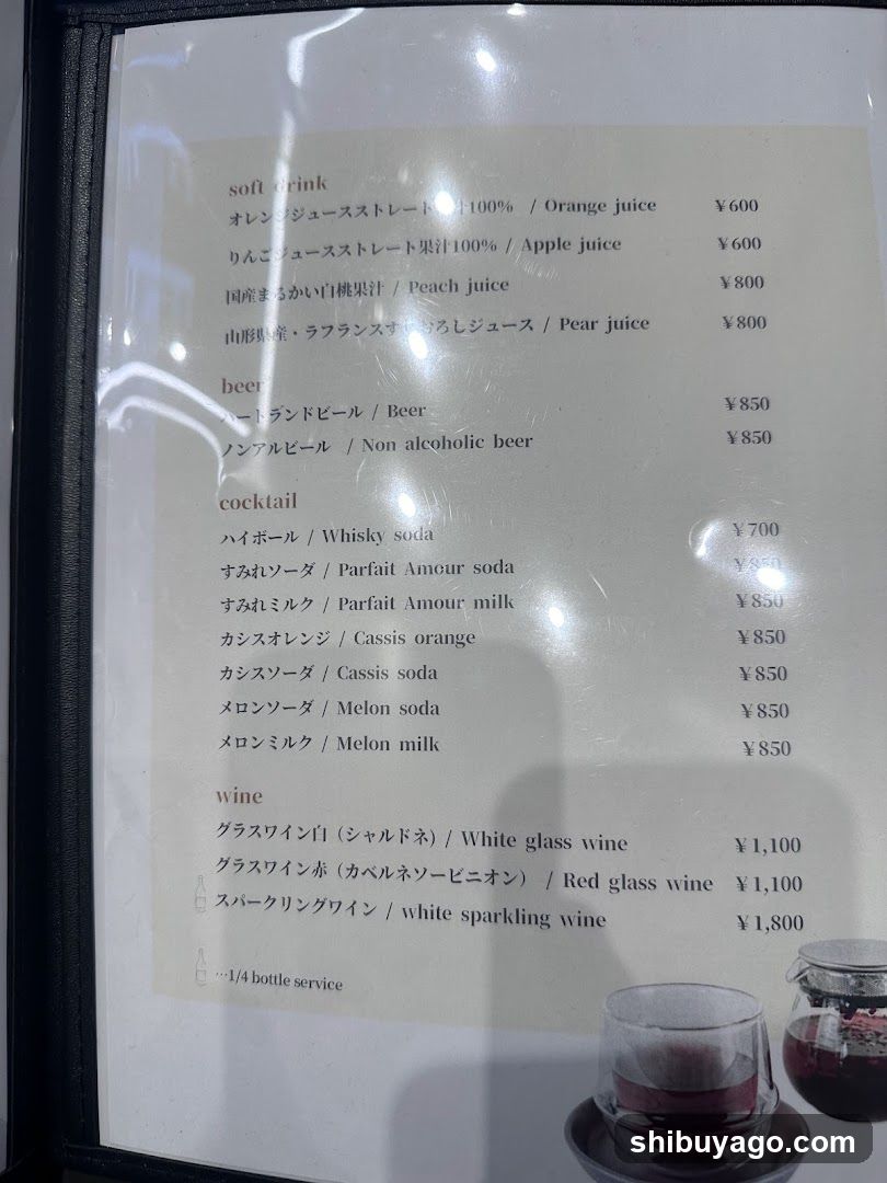 Soft Drink, Beer, Cocktail, Wine Menu