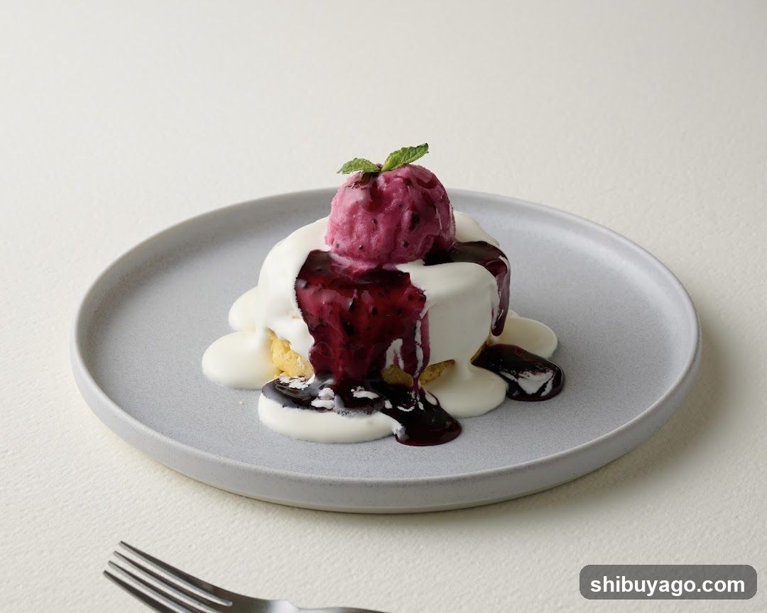 Dessert with Ice Cream and Sauce