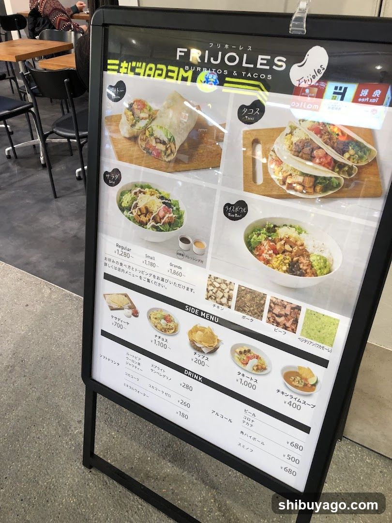 Frijoles Burritos & Tacos Menu Board