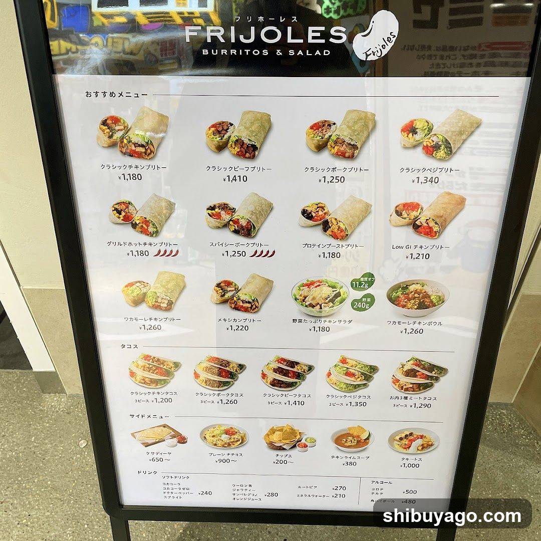 Frijoles Burritos & Salad Menu Board