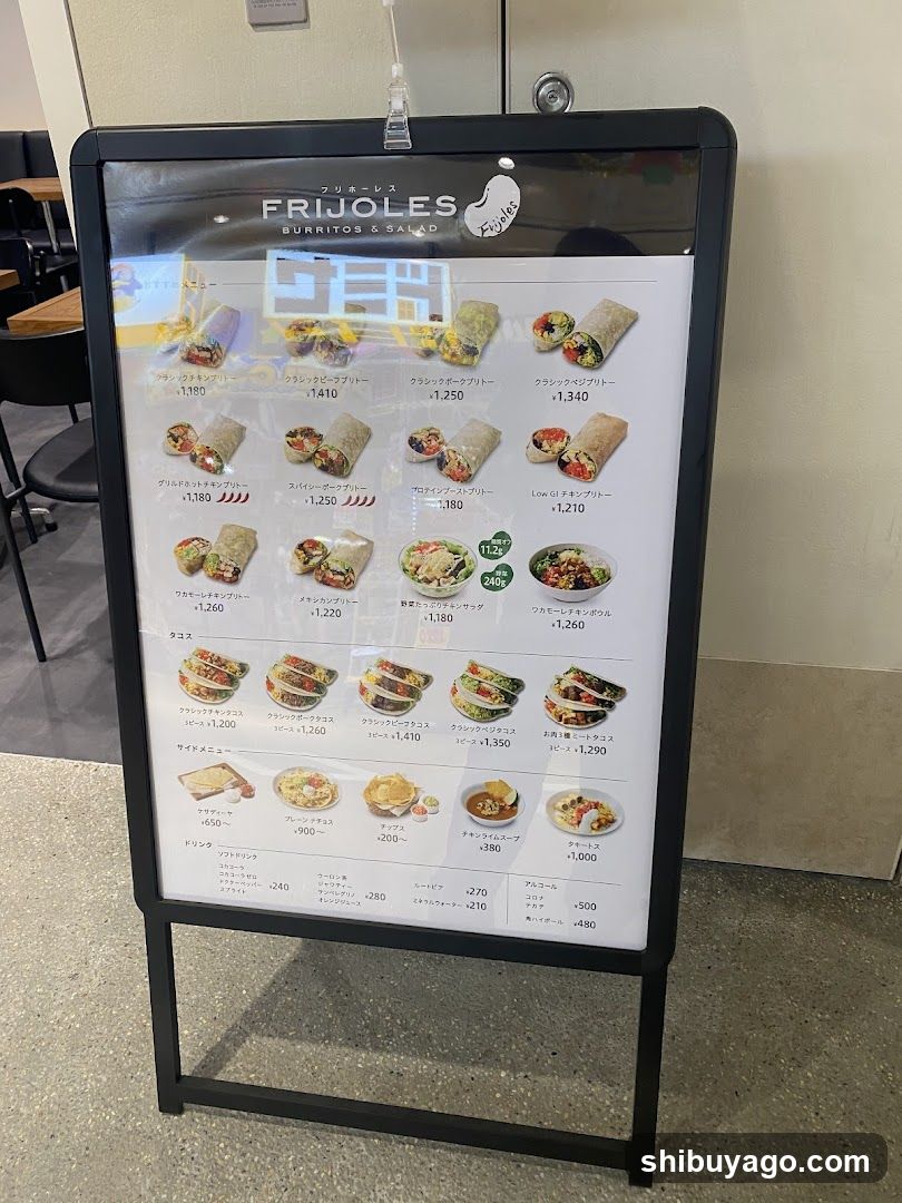 Frijoles Burritos & Salad Menu Board