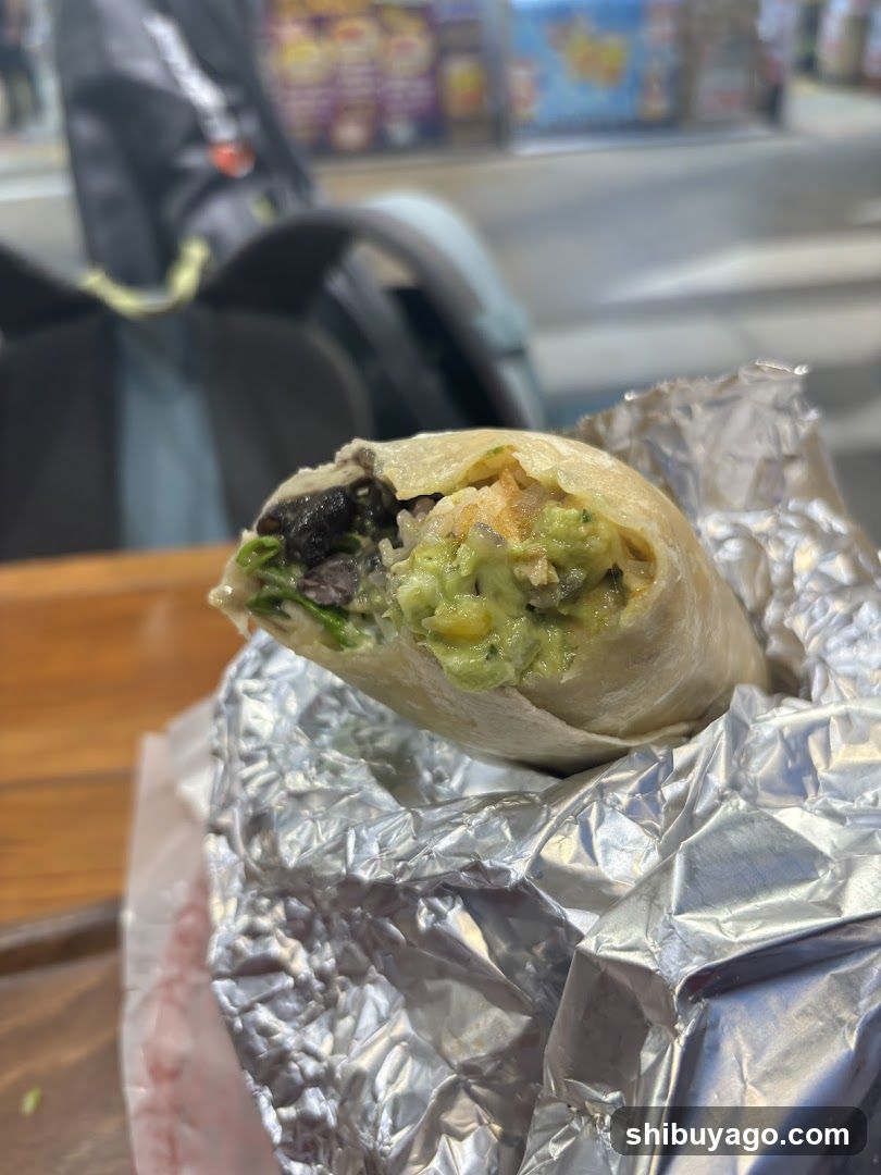 Burrito with Guacamole and Black Beans