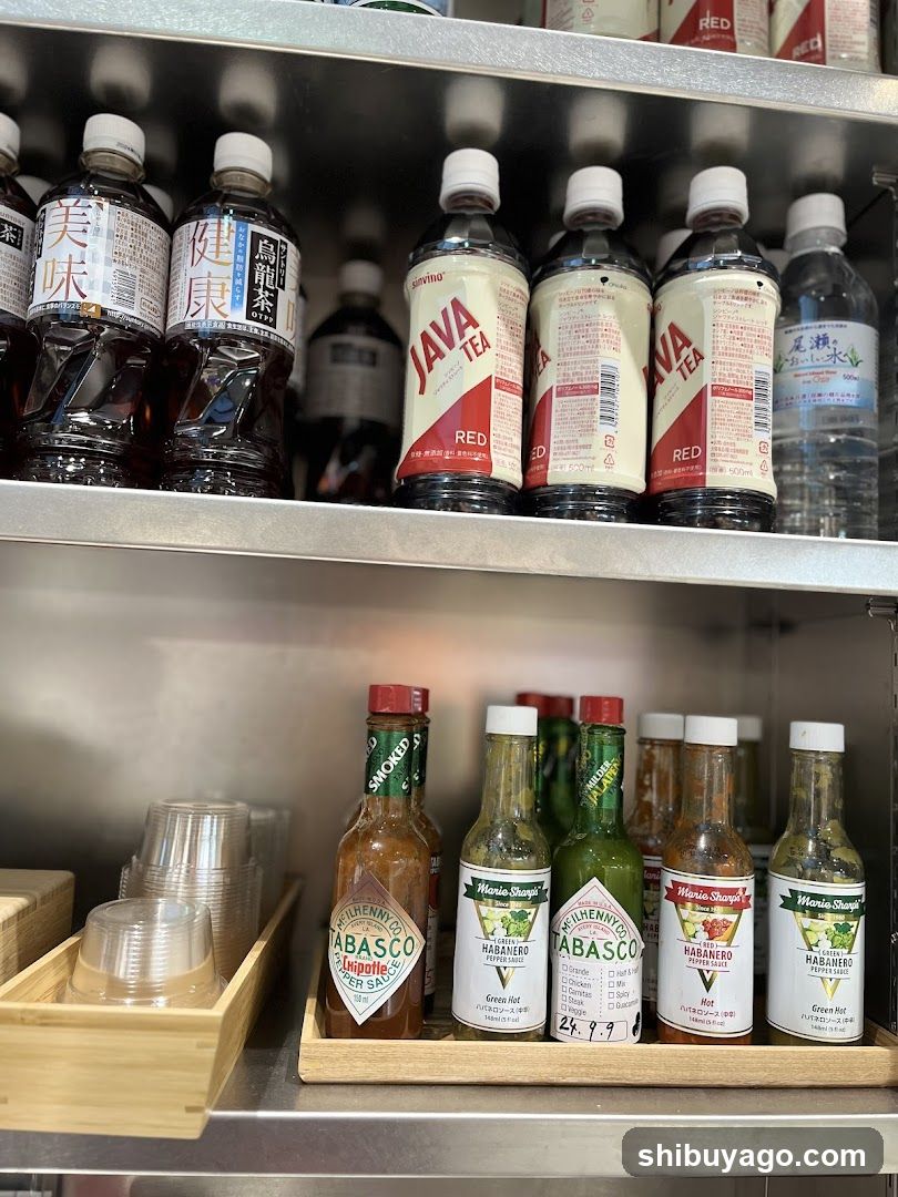 Bottled Drinks and Sauces Display