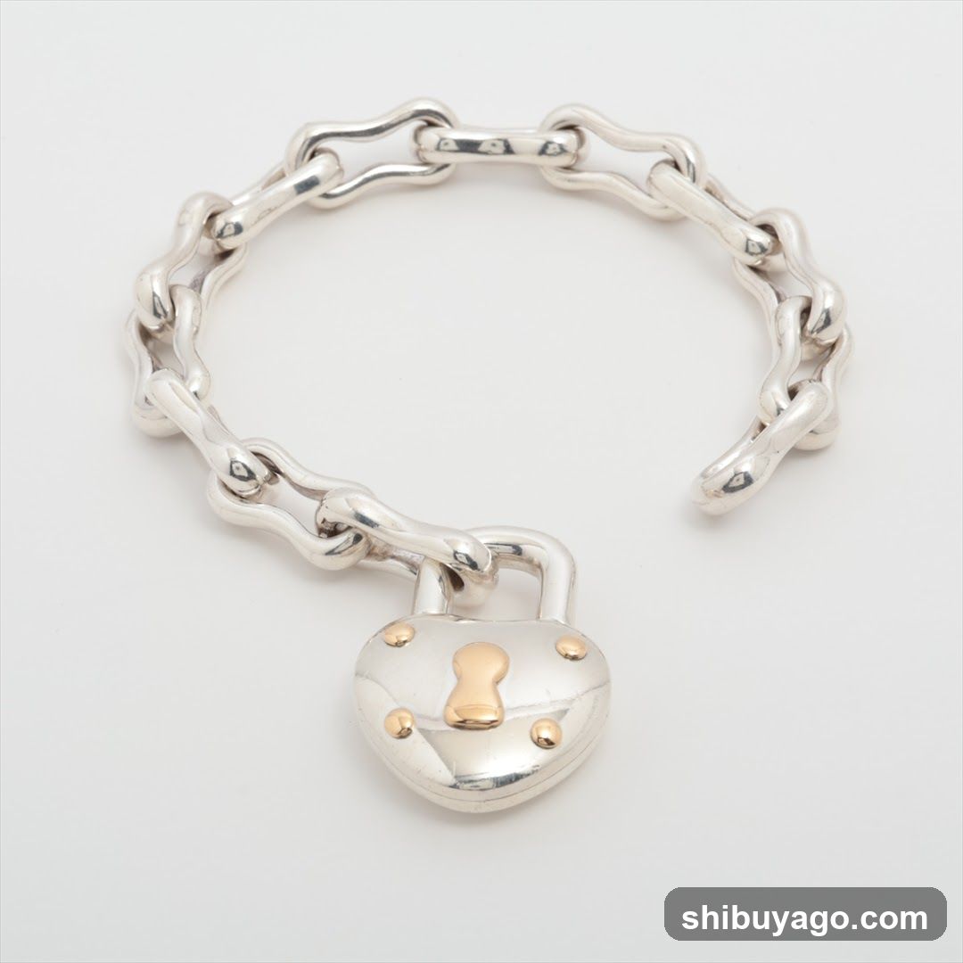 Silver Chain Bracelet with Heart Lock