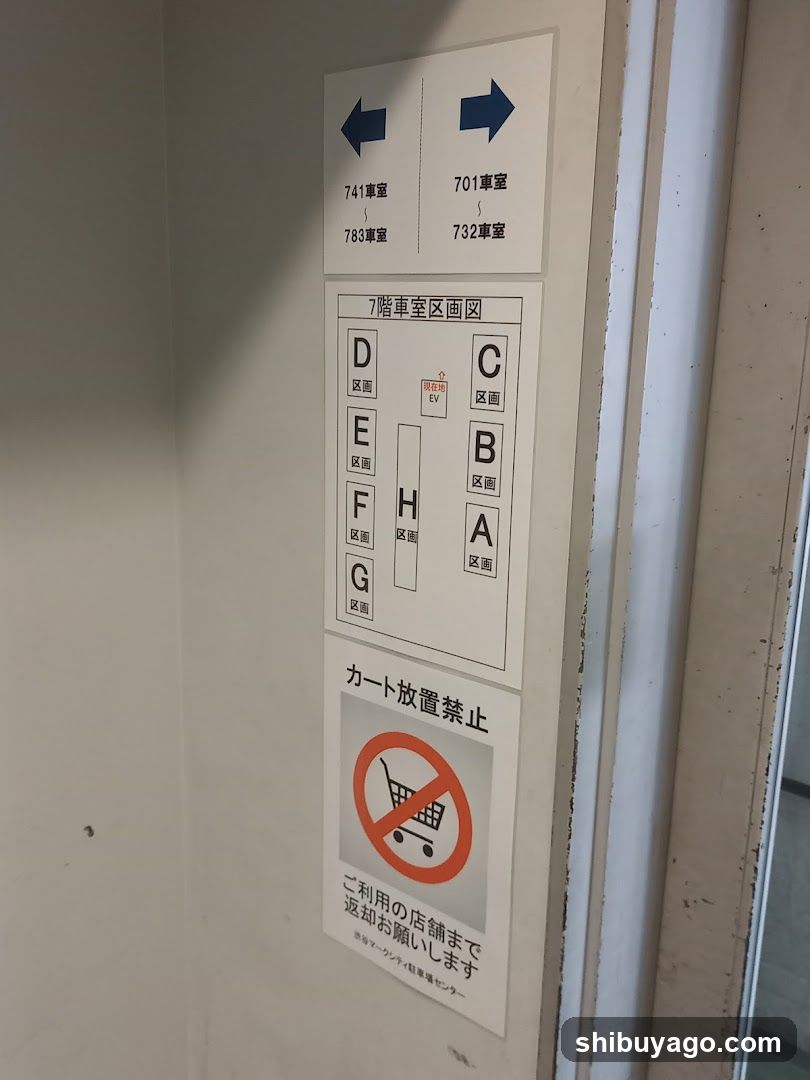 Elevator Floor Guide and Cart Prohibition Sign