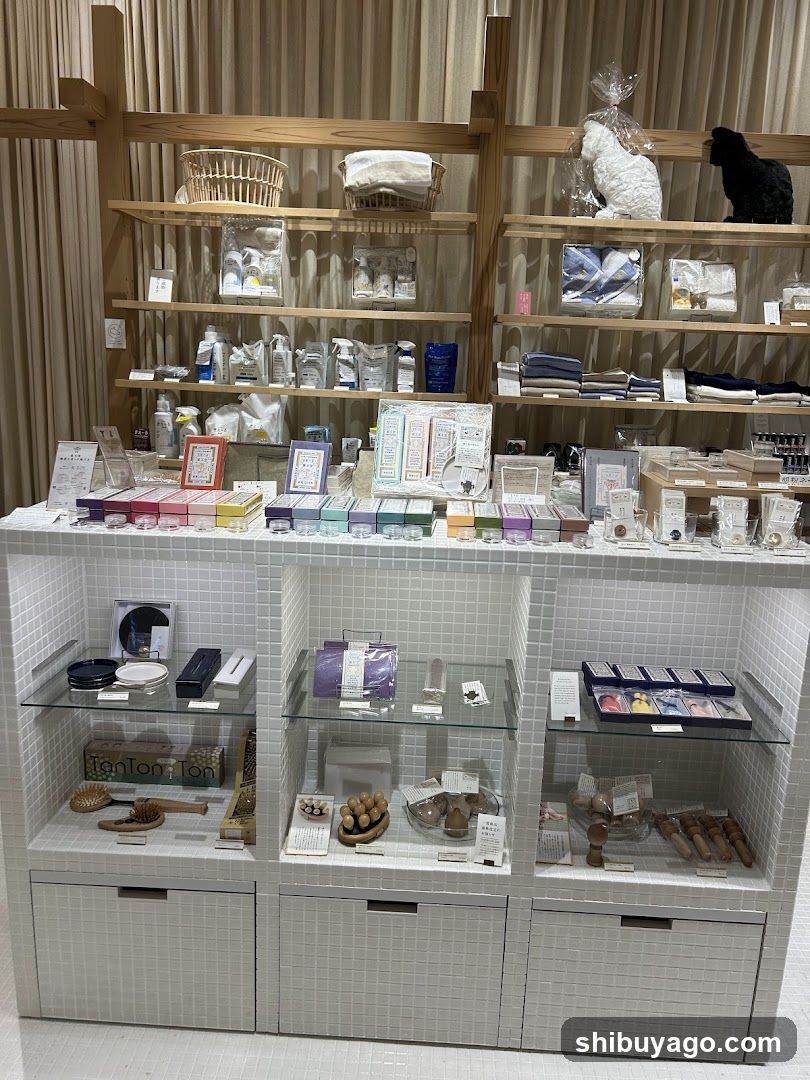 Interior of a retail store with shelves and display cases