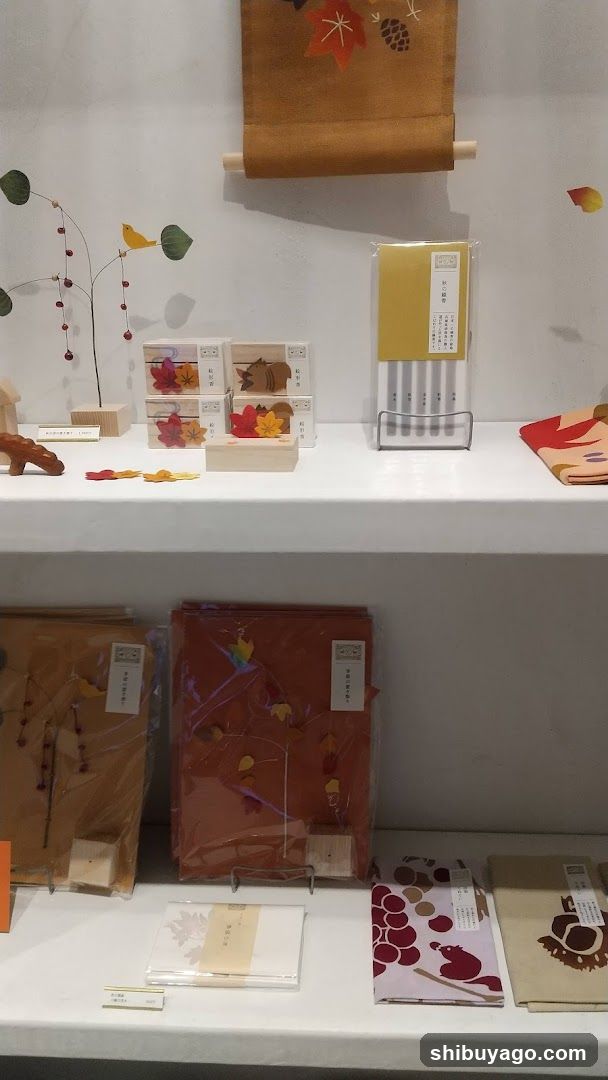 Autumn-themed stationery display