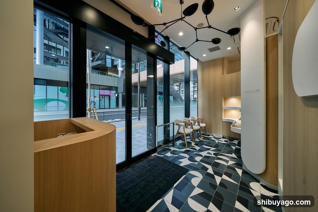 Modern Interior Space with Geometric Floor Tiles