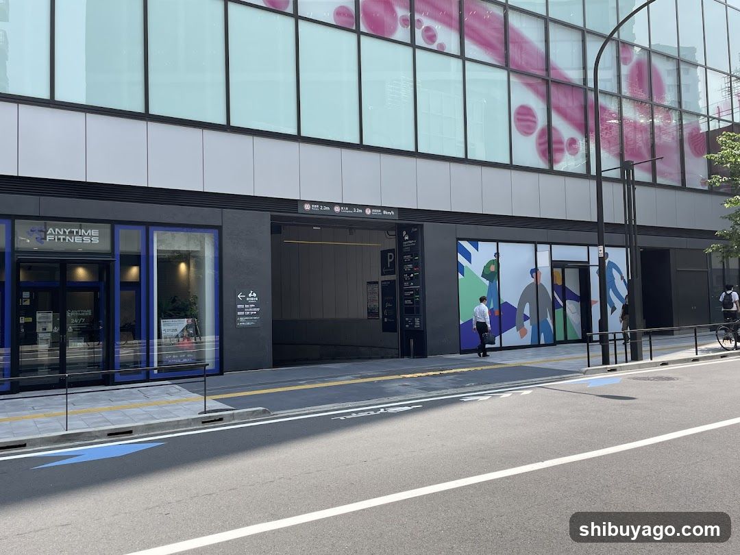 Street View with Shop Entrance and Parking Area