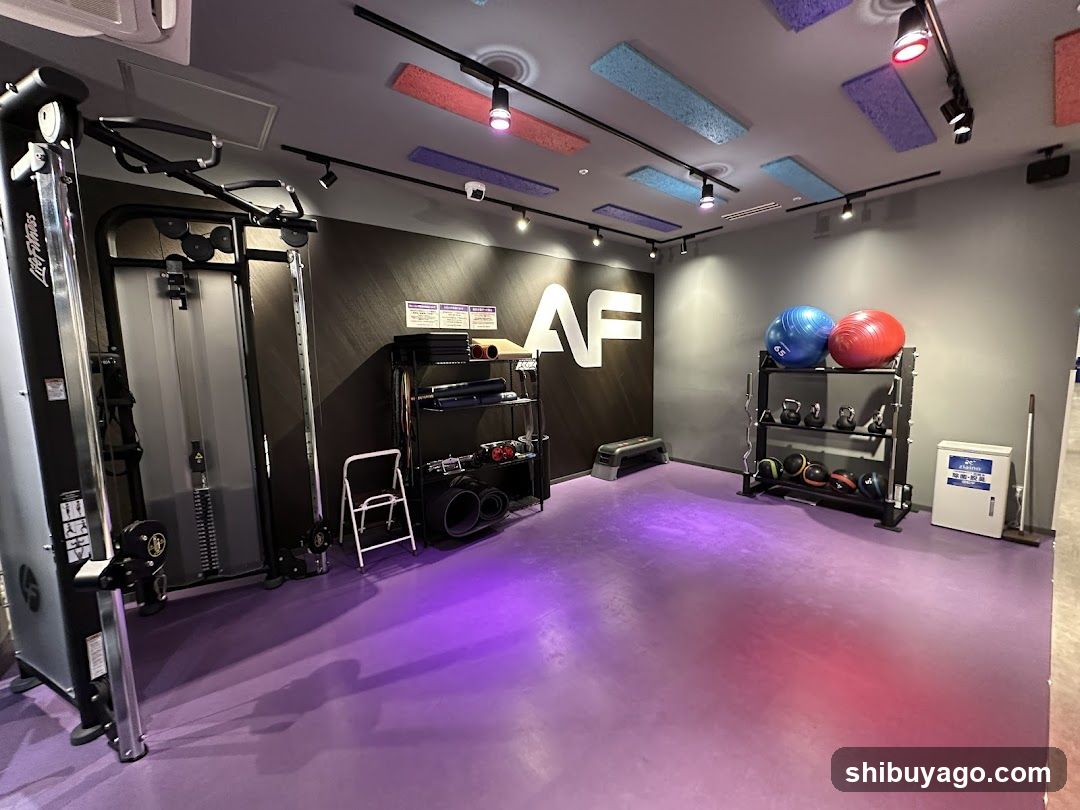 Gym Interior with Equipment and Branding