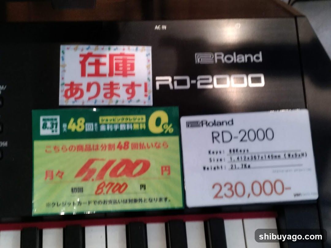 Roland RD-2000 Keyboard with Price Tags