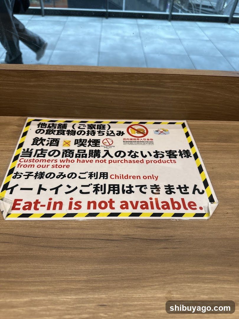 Sign on wooden counter