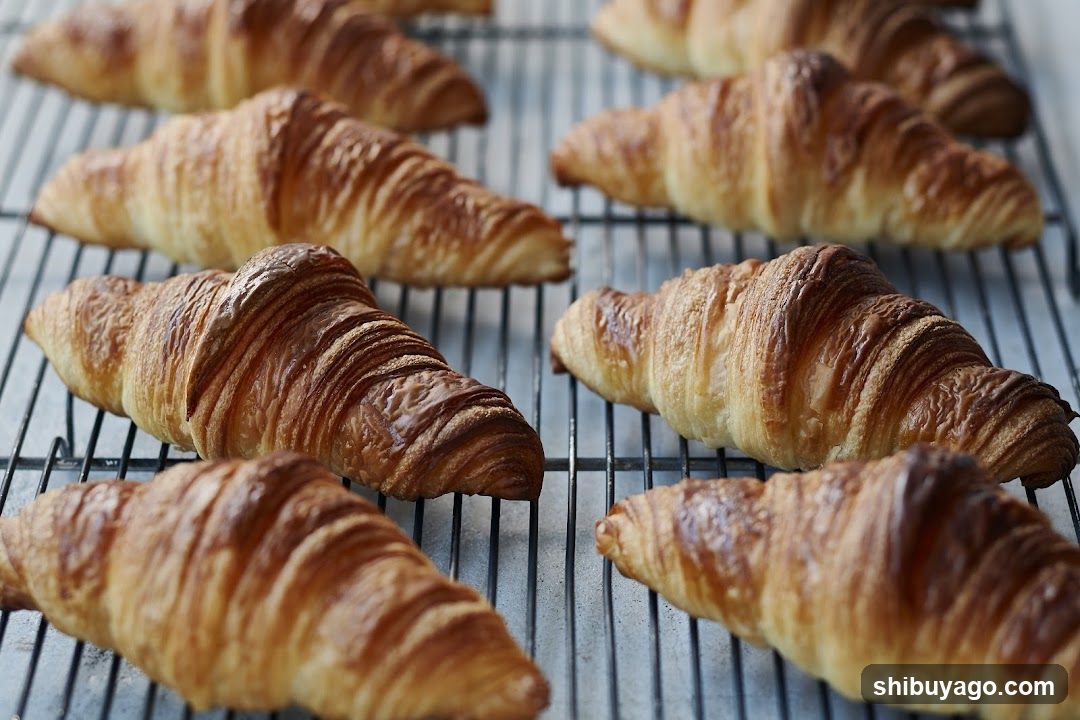 Fresh Croissants on Cooling Rack