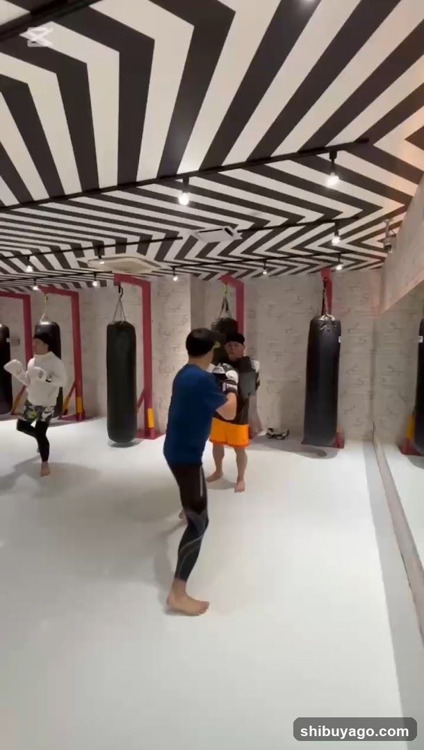 Gym Interior with Boxing Training