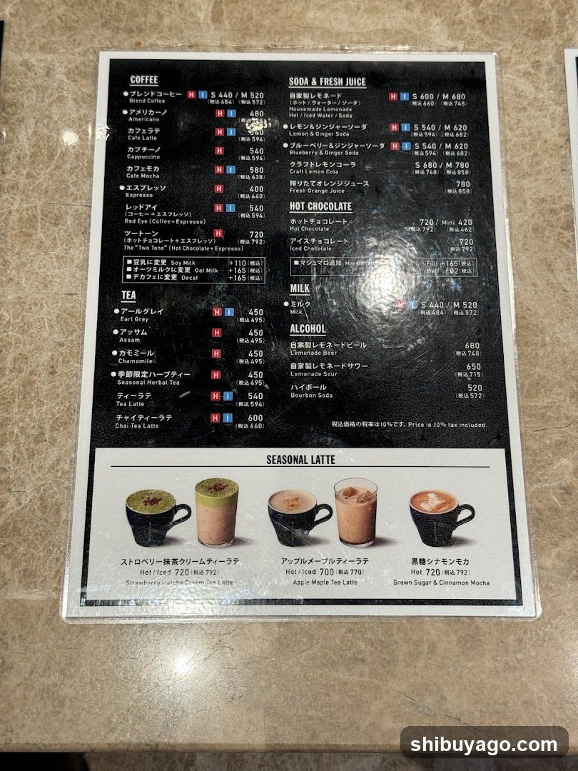 Coffee and Juice Menu