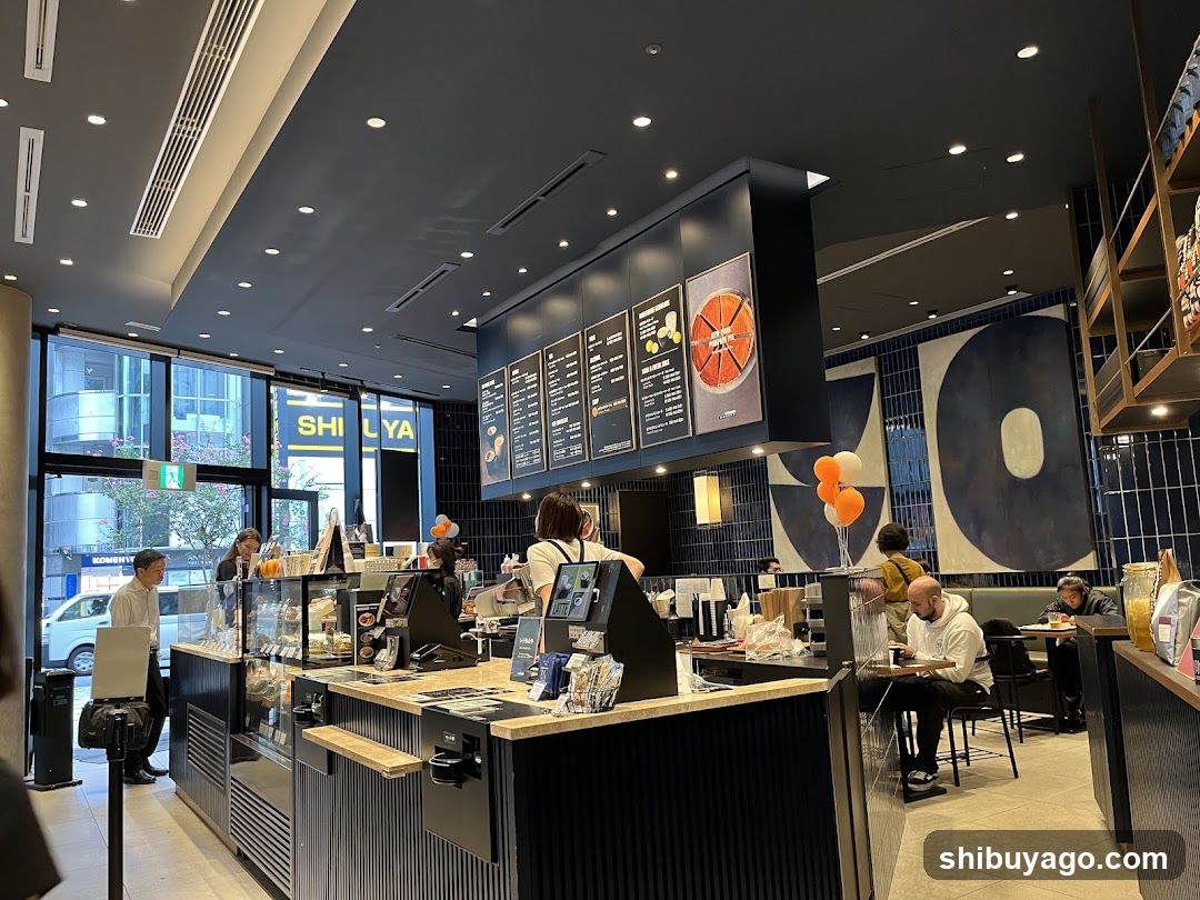 Coffee Shop Interior with Menu Board and Customers
