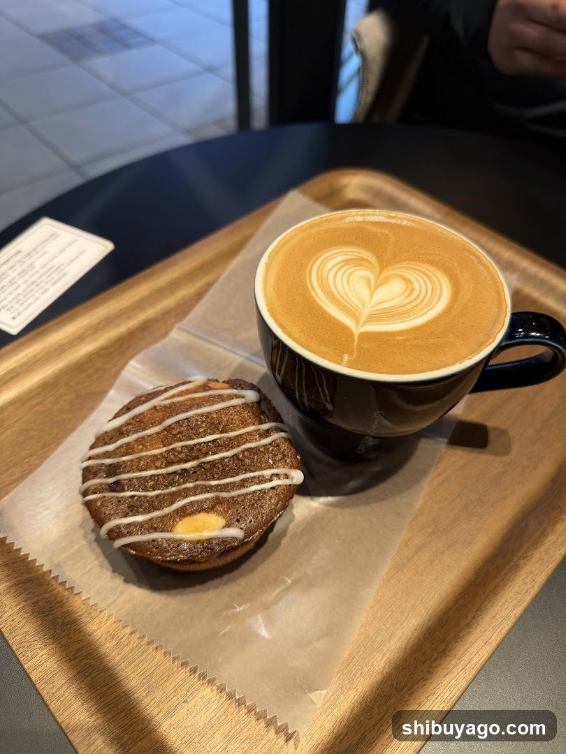 Latte and Pastry on Tray