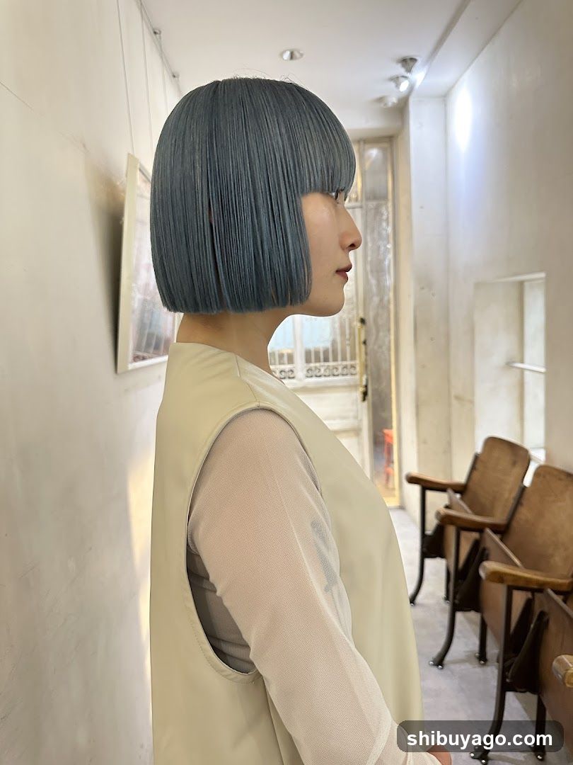 Blue Bob Haircut Side Profile