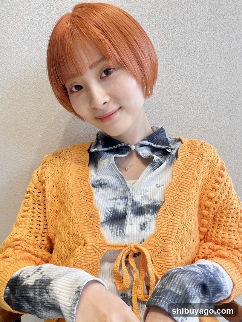 Orange hair woman in yellow cardigan