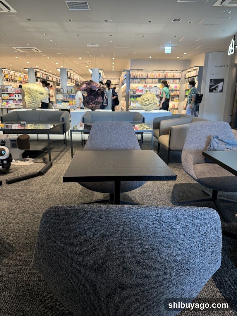 Interior of a bookstore or library lounge area