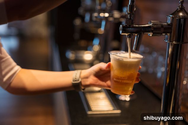 Pouring a drink at a bar