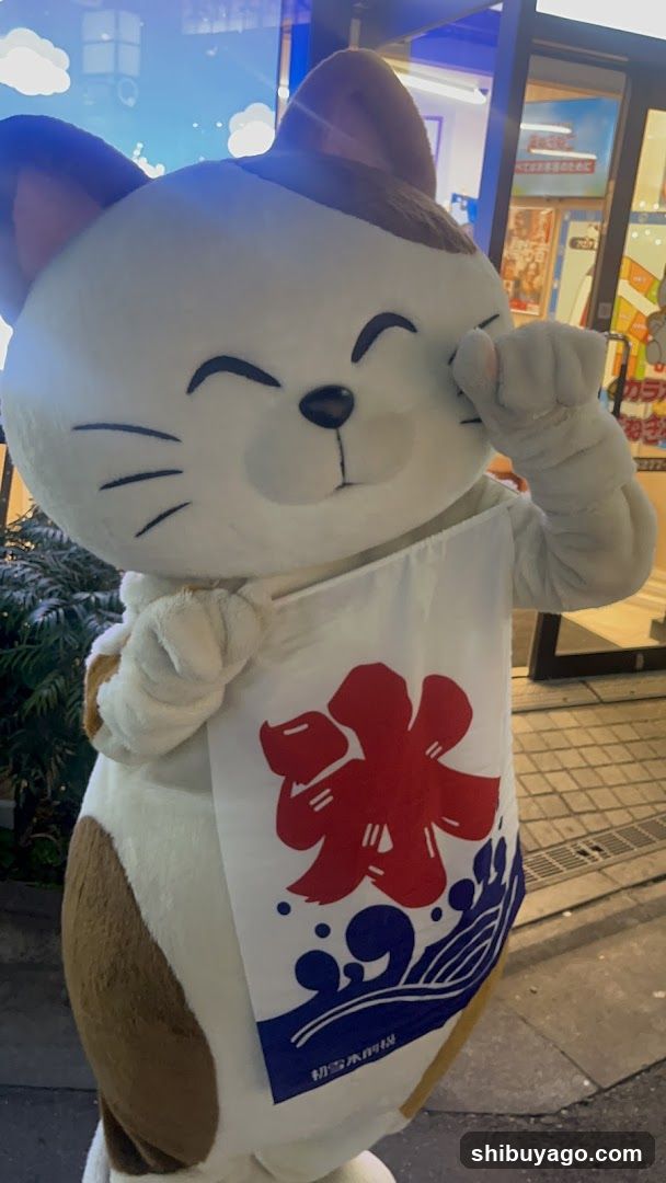 Cat Mascot Holding Sign