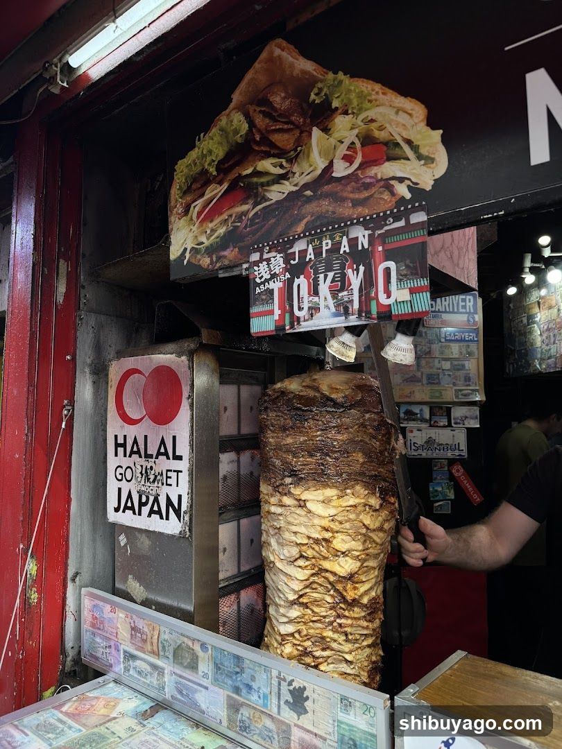 Street Food Stall with Rotisserie Meat