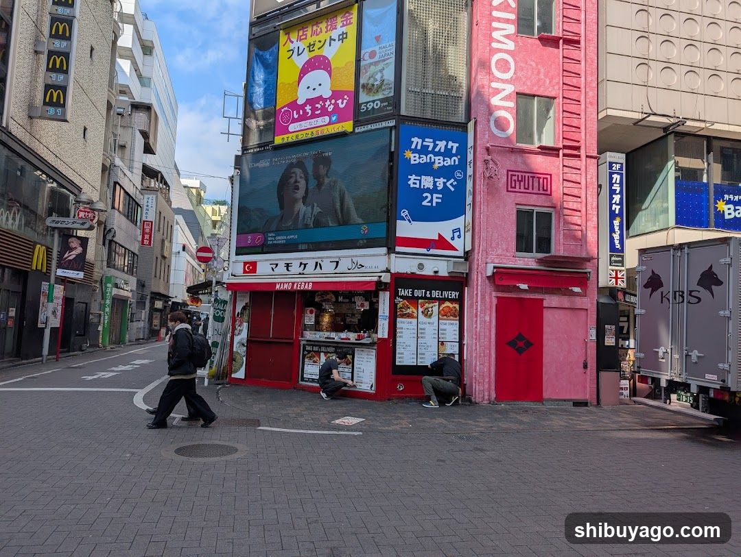 Street Scene with Shops and Billboards