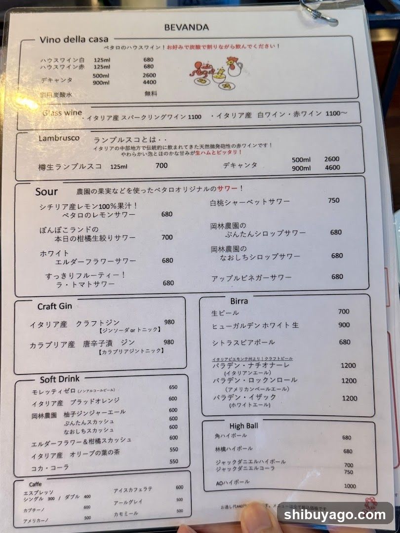 Vino della casa Menu