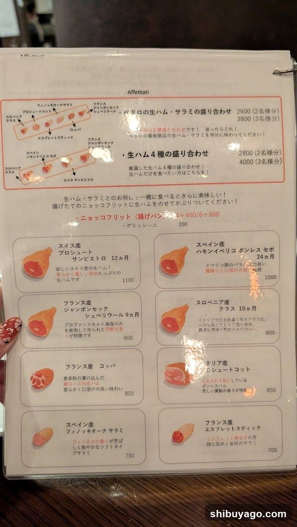 Affettati Menu