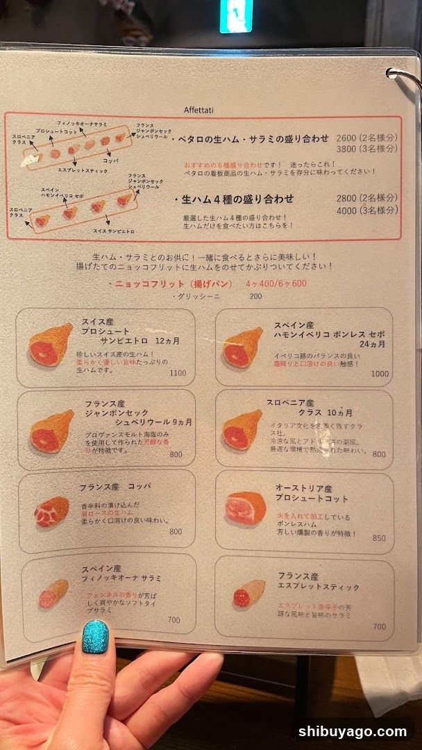 Affettati Menu