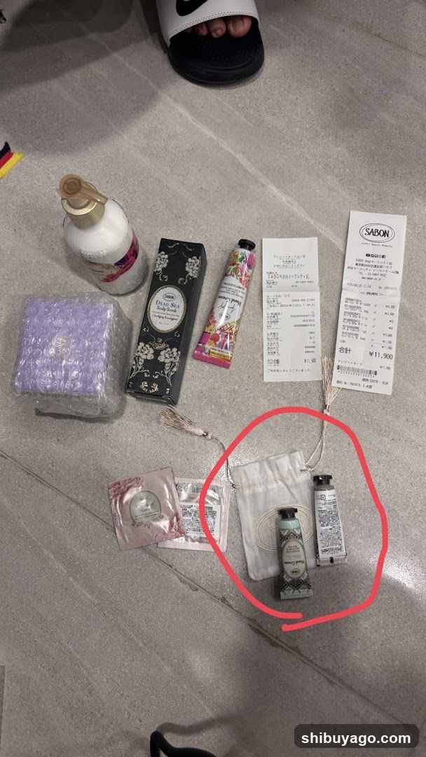 Beauty Products and Receipts on Floor