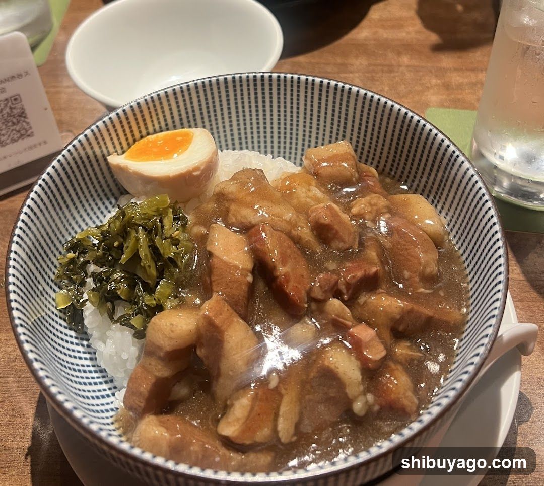 Cured Meat Rice Bowl with Pickles and Boiled Egg