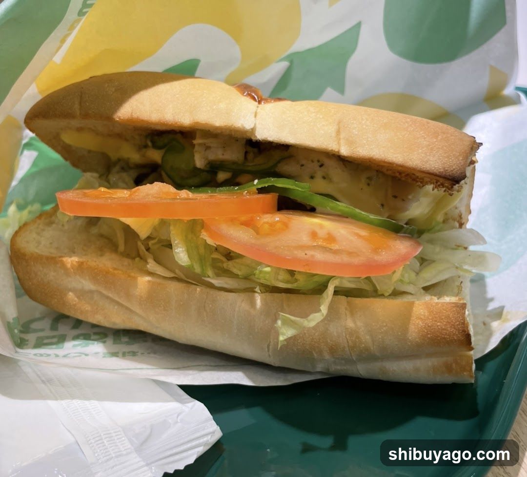 Sub Sandwich with Tomatoes and Lettuce