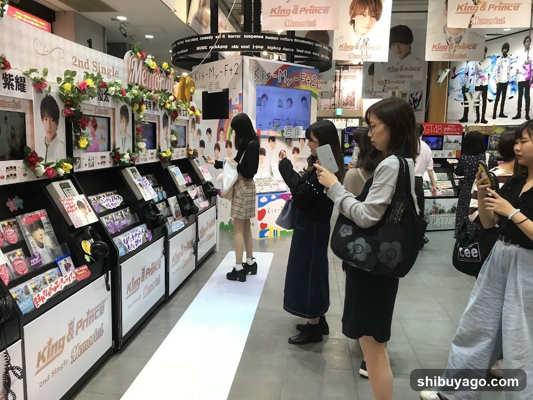 K-pop merchandise display in shopping mall