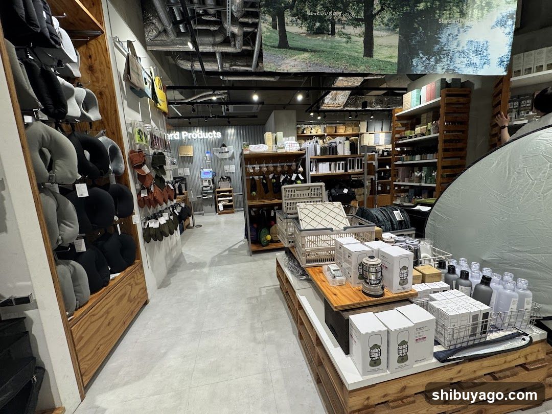 Interior of a retail store with camping gear and home products