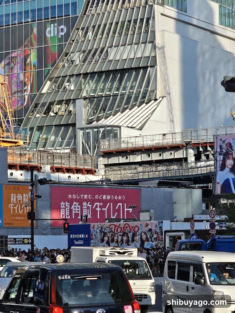 Urban Street Scene with Construction and Advertisements