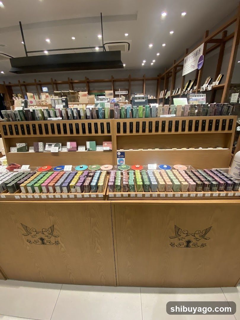 Interior of a retail store with wooden shelving and product displays