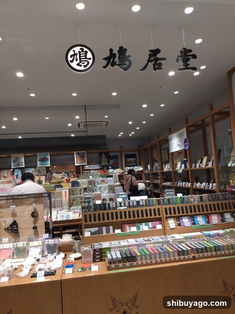 Interior of a shop with wooden shelves and products