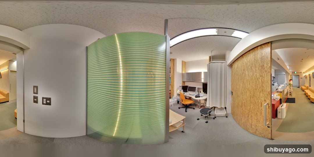 Interior Office Space with Green Partition