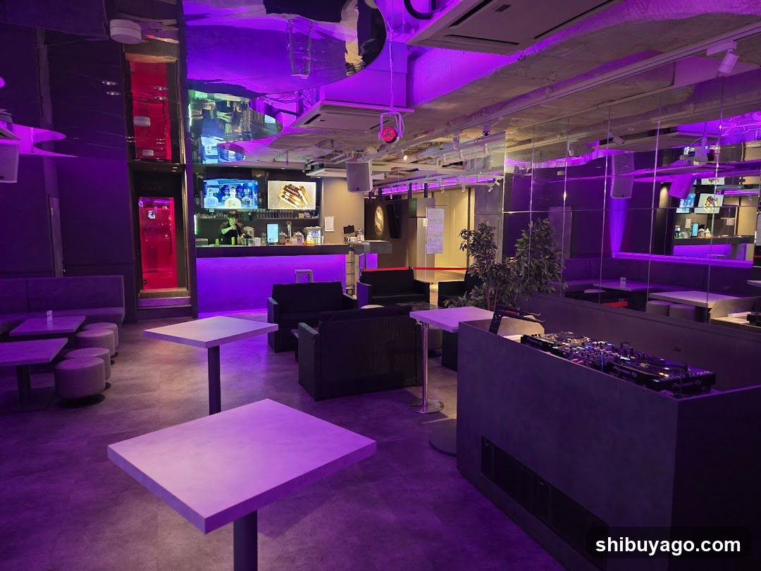 Purple-lit Lounge Interior